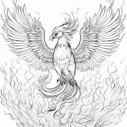 a phoenix rising from dark ashes with flaming gothicstyle wings