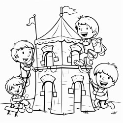 kindy kids playing on a play fort