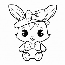 little bunny with a hat and bow