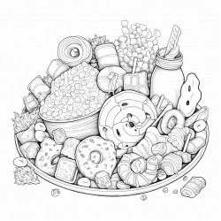 coloring pages sweet and salt snacks
