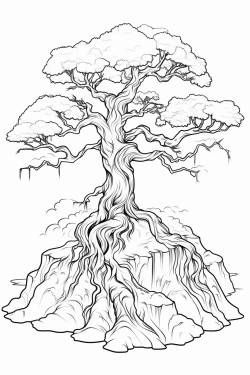 a tree of fire and ice on top of a hill