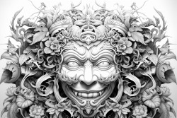 in balinese art syle a drawing of the balinese philosopy tri hita karana