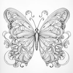 butterfly full page patterned no shading