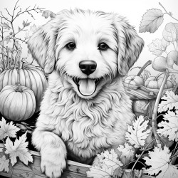 dog playing in leaves