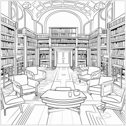 art deco library interior