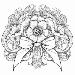 breast cancer ribbon with floral mandala in background