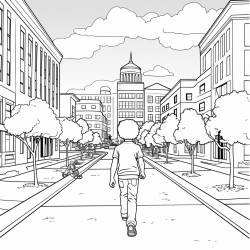 child walking in downtown rock hill south carolina