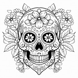 skull and flowers
