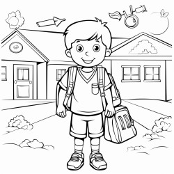 says first day of second grade in letters you can color in with different school supplies to color around it