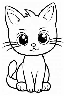 cute cat cartoon style coloring pages