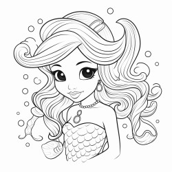 dessin de livre de coloriage noir et blanc pour les enfants style sirne