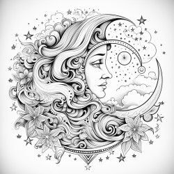 celestial moon and stars