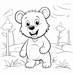 a joyful bear cub