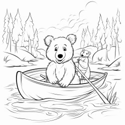 beaver moose bear in a boat