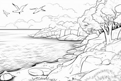 the sound of the sea the singing of birds a wild beach among the trees
