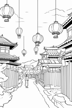 japan people city lanterns