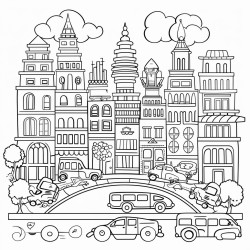 coloring page about citys noises
