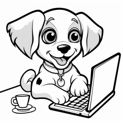 dog using a computer