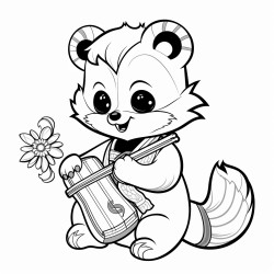 a red panda playing the instrument an erhu