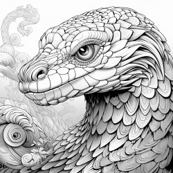 snake zen theme highly detailed black outline zentangle art elements