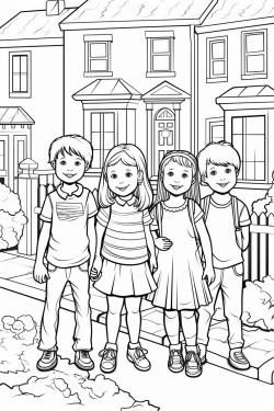 creepy images of blackeyed children standing in the street