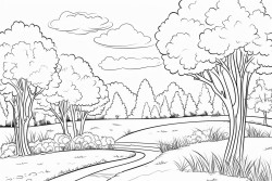 make me a drawing of a background with trees and grass