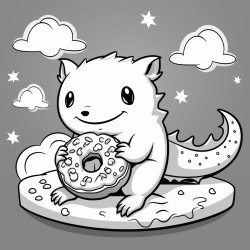 an axolotl and doughnut