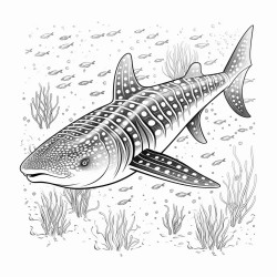 a whale shark with intricate pattern inside of it no color no shading medium line coloring book