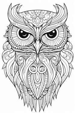 owl coloring page with mandala style