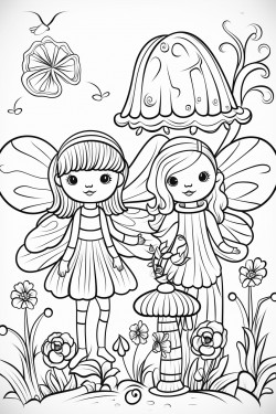 fairy and alien in whimsical garden