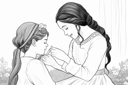 mother braiding daughters hair  a tender timeless scene