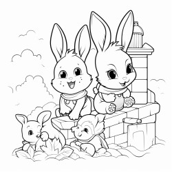 de petit lapins qui vont  lcole dans une fort