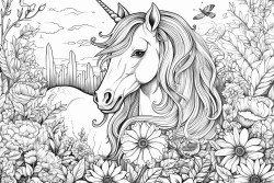 licorne avec arc en ciel et coeur