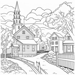 small new england town with gazebo