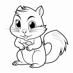 black and white coloring page eastern chipmunk with cheeks full of nuts