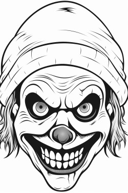 a creepy clown with a really creepy frown