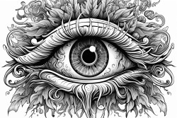 mystical eyeball with cool colors and shapes
