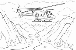 helicopter flying between mountains