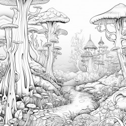 whimsical forest with crystals
