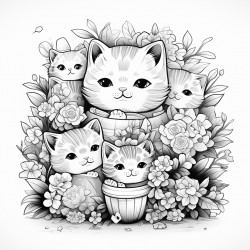 cute fat cats gardening