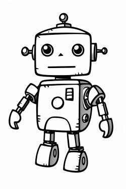 a very simple line drawing of a robot