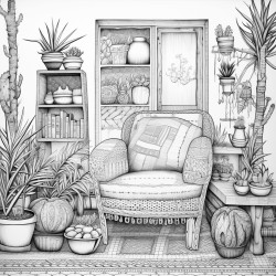 un coin lecture bohme avec un fauteuil en rotin suspendu coussins ethniques tapis marocains plantes