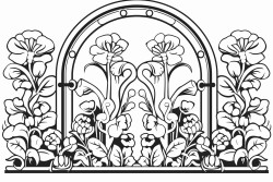 art deco style fairies gates flowers