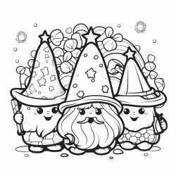 cute wizard family fruits candy florets nature