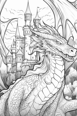 coloring dragon forest castle