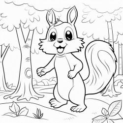 a squirrel with open arms in the forest