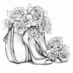high heels a purse and roses