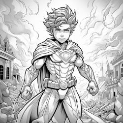 realistic little boy superhero that fights tornados