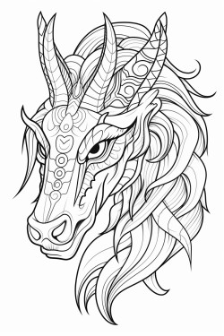 creepy unicorn head on dragon body