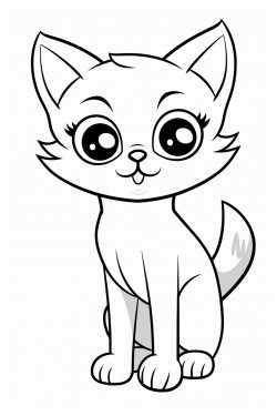 cute cat cartoon style coloring pages